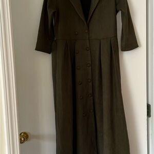 Chic Olive Double-Breasted Trench Coat vegan Suede